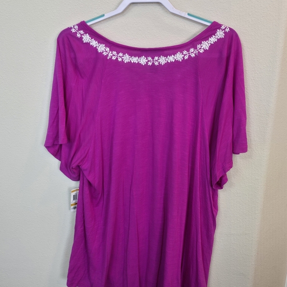INC Concepts Magenta Embroided Boho Style Knit Tunic Blouse Top Womens Plus 3X - Picture 4 of 14